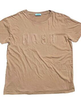 Nash Raised Logo Beige Earth Tone Streetwear T-Shirt, Men's XL